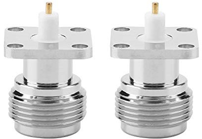 Oumefar 2Pcs N KFD 5 N Femmina Jack RF Coassiale Chassis Connettore coassiale Presa quadrata Montaggio a pannello con flangia 17, 5 x 17, 5