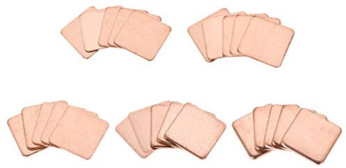 sourcing map Flat IC Chipset Thermal Copper Heatsink for CPU GPU RAM 15 x 15mm with Thickness 0.3/0.5/0.8/1.0/1.5mm Total 25pcs