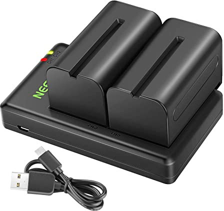 NEEWER NP-F750 2X 5600 mAh Li-Ionen-Ersatzakku mit USB-Ladegerät, kompatibel mit Sony NP-F550 570 750 770 930 950 FM55H FM500H QM71 QM91 QM71D, NEEWER LED-Licht, Monitor, motorisiertem Slider