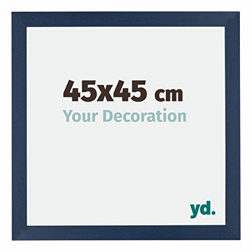 yd. Cadre Photo 45x45 cm Bleu Fonce Patine - Cadre en MDF Mura | Your Decoration, Verre acrylique antireflet, Montage mural, Convient aux photos, affiches ou puzzles, Made in Holland
