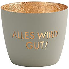 Gift Company [MM] [W] Madras, Windlicht, M, Alles Wird gut, Flannel/Gold