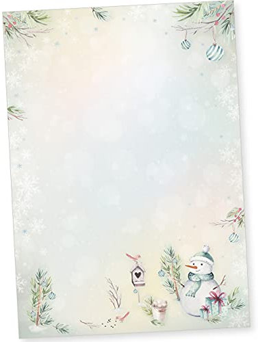 Flöckchen 100 Blatt Briefpapier Weihnachten A4, Weihnachtsbriefpapier weihnachtliches Papier