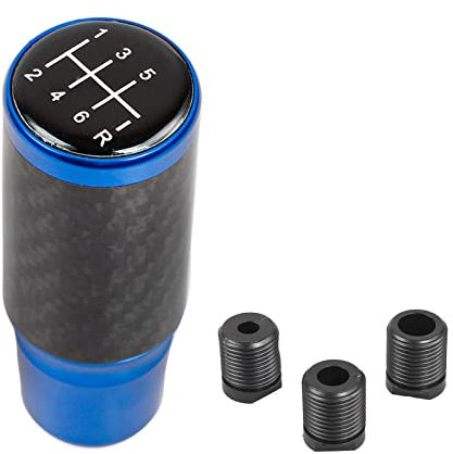 muge racing Schaltknauf, Auto Schaltknauf, 6 Gänge, universeller Aluminium-Schaltknauf mit 3 Adaptern (blau)