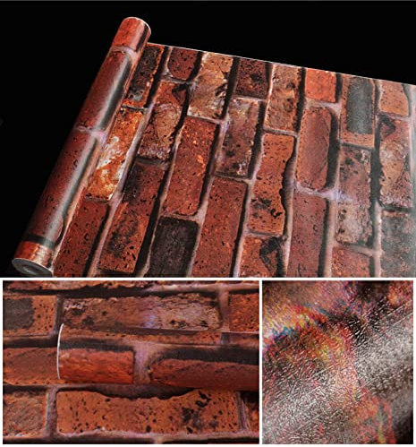 Dostear Wallpaper Self-Adhesive Klebetapete Selbstklebend Selbstklebende BordüRe Tapeten Klebefolie Wandfolie Kinderzimmer FüR Wohnung Renovierung Großer roter Ziegelstein 17.72 X 385.83 Zoll