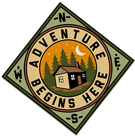 Finest Folia Nature Aufkleber Outdoor Abenteuer Wandern Bergsteigen Camping Sticker für Gitarre Laptop Auto Fahrrad Wasserflasche wetterfest R181 (03 Adventure Begins here)