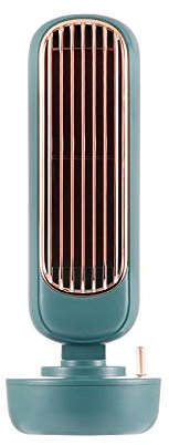 Fututech 2 en 1 - Mini ventilador de torre + humidificador de aire para dormitorio, salón, oficina, interior, interfaz USB viento natural, 3 velocidades, regulable (verde)