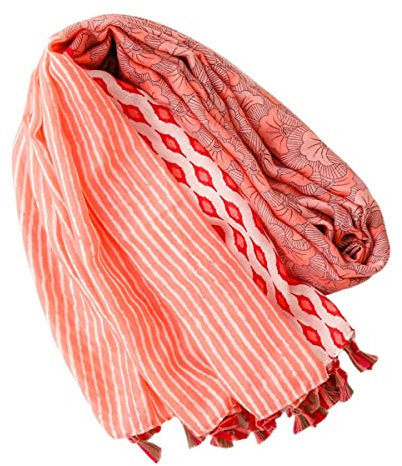 FAIRYGATE Schal für Damen Mädchen roter Schal mit Streifen Hochwertiger Halstuch Umschlagtuch weicher Schlauchschal für Sommer Herbst und Winter Tuch XXL Tücher 67009