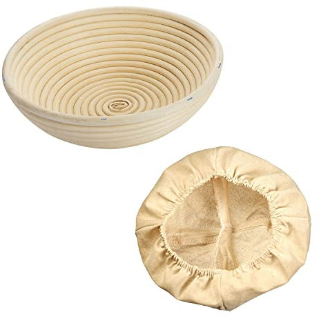 Westmark Gärkörbchen-Set, Gärkörbchen rund + Bezug, Peddigrohr/Baumwolle, Hellbeige/Beige, 3206227B