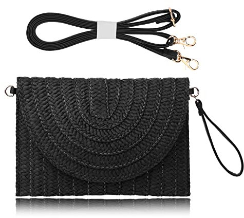 COOKOOKY Straw Clutch Handbag Summer Beach Straw Purse for Women woven Envelope Bag, Beige1