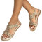 ticticlily Sandales Femmes Plates Été Strass Chaussures Nu Pieds Claquette Plage à Talon Plat Semelle Confortable Bride Cheville Bout Ouvert G Or 38 EU