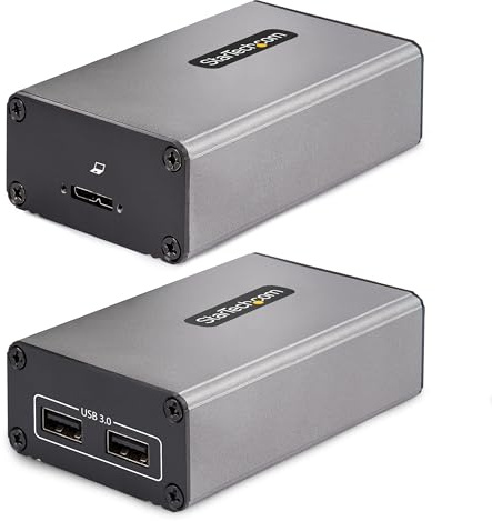 StarTech 2-Port USB 3.0 Extender Over OM3 Multimode Fibre, 5Gbps | 2x USB-A Hub, 350m Range, Durable USB Fibre Optic Extender, Optical USB Extender, F35023-USB-EXTENDER, 1150ft