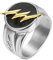 PAURO Herren Edelstahl Biker Thunder Bolzen Signet Party Ring Silber Schwarz & Gold Größe 60 (19.1)