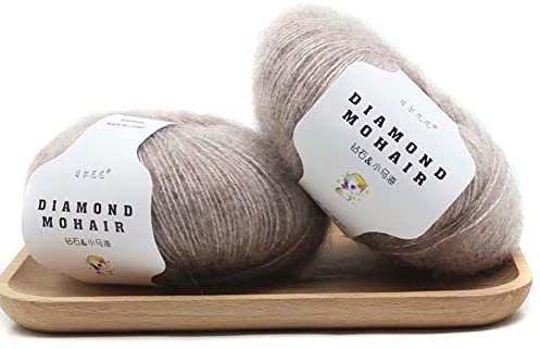 BYNYXI 2 Rollen Strickgarn Wolle, 25g 2 Lagige Flauschige Mohairwolle zum stricken Garne weiches dünnes Garn Einfarbige Stränge Basteln Gewebte DIY Häkelgarn Mohair Seide Wolle zum Häkeln Stricken
