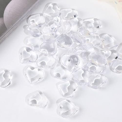 YIEUR 100 Stück weiß Herzen Diamant Konfetti Deko, 22mm glitzer Dekosteine herzen Acryl, Streudeko Kristalle Konfetti Diamanten Plastik Hochzeit Tischdekoration Geschenk Taufe von Partyloon(weiß-22)
