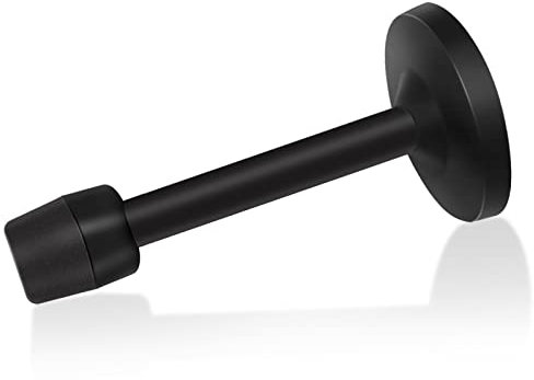 Door Stops, 6 Inch Long Door Stop Black Wall Mount Sound Dampening Rubber Bumper Tips, Stainless Steel Doorstop Wall Protector, 150mm