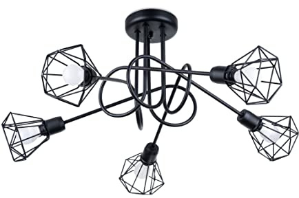 Sollux Artemis Kronleuchter – Kronleuchter für Schlafzimmer – LED Kronleuchter für Wohnzimmer – Flurbeleuchtung Decke – Moderne Kronleuchter – Schwarz – 50-60Hz, ~220-230V E14 5x40W 5x12W LED