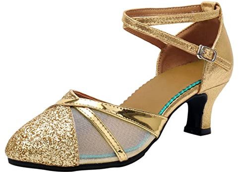 Frauen Strass Ballsaal Tanzschuhe Latin Salsa Performance Tanzschuhe Hub Schuhe Damen 36