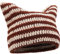 XYIYI Braun Beige Häkelmützen für Frauen Katze Ohr Stricken Hut Vintage Beanie Grunge Zubehör Slouchy Mützen für Frauen