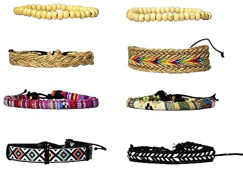 CGLRybO 8 Stück Nepal handgefertigte Freundschaftsarmbänder verstellbare geflochtene Armbänder bunte Armbänder, Schmuck Party Zubehör, sortiert Stil
