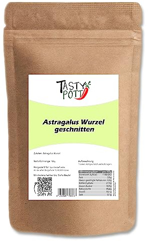 Tasty Pott Astragalus Wurzel geschnitten I Tragantwurzel I Wurzeltee I Tee kochen I Pflanzenkunde I TCM I Im Vorratsbeutel 100g