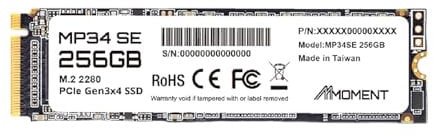 MMOMENT MP34 SE 256GB PCIe Gen3 NVMe M.2 2280 Internal Solid State Drive, Read Speed up to 2100MB/s, Write Speed up to 1500MB/s