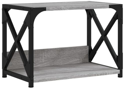 vidaXL Support d'Imprimante à 2 Niveaux, Organisateur de Dossiers avec Pieds Réglables, Étagère de Rangement Bureau Intérieur, Sonoma Gris