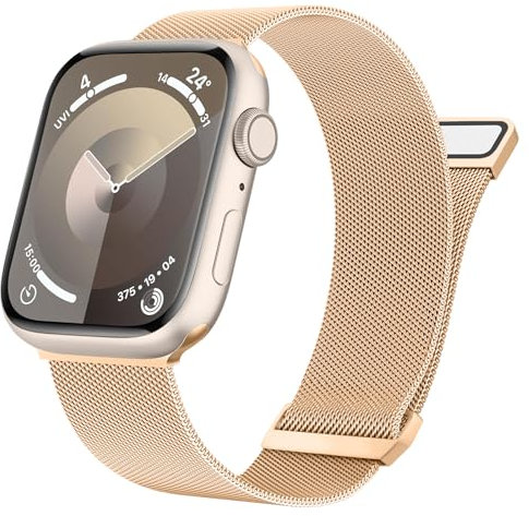 Oumida Bracelet Compatible avec Apple Watch 38mm 40mm 41mm, Métal Bracelets en Acier Inoxydable avec Aimant pour iWatch Series 9 8 7 6 5 4 3 2 1/SE, Or Rose