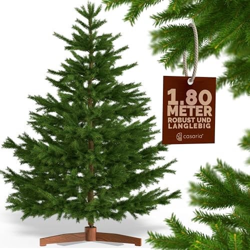 CASARIA® Premium Weihnachtsbaum künstlich XL 180 cm naturgetreu dichte Spitzen Stabiler Holzständer schwer entflammbar einfacher Aufbau Tannenbaum