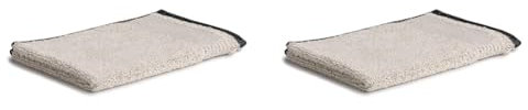 Möve Eden Gästetuch Biesenbordüre 30 x 50 cm aus 80% Baumwolle / 20% Leinen, Nature/Black (Packung mit 2)