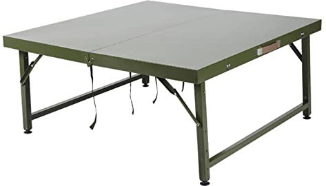 CPARTS Outdoor-Camping-Stahlplatten-Klapptisch, einfacher Metall-Konferenztisch, Feldtraining, Marsch-Campingtisch (120 * 120cm)