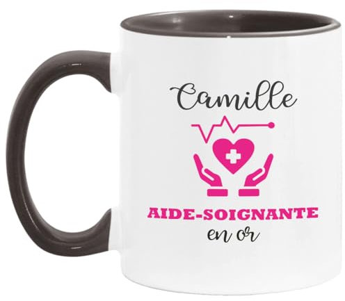 Lalasol Mug Cadeau Pour Aide-Soignante à Personnaliser – Tasse Aide-Soignante Prénom Personnalisable Idée Cadeau Pour Femme Collègue Départ Travail ou Ami Famille Anniversaire Noël