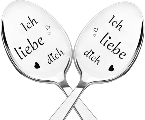Edelstahl Löffel mit Gravur Ich liebe dich, Geburtstags Geschenk für Freundin, Kaffee Dessert Löffel Personalisiertes Geschenk für Freund, Freundin, Familie