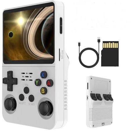 R36S Consola de Juegos de Mano, Consolas de Juegos con Sistema Linux de Código Abierto, Tarjeta TF de 128G, 10000 Juegos, Pantalla IPS de 3.5 in, Consola de Mano Compatible con Varios Simuladores
