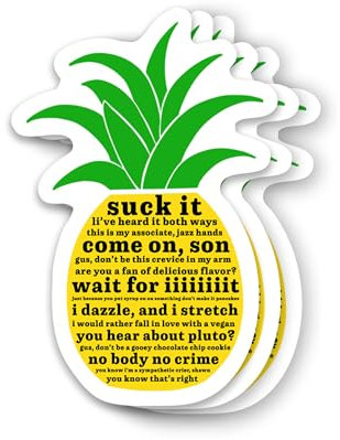 Psych Aufkleber Tv Show Ananas Vinyl Zitate Aufkleber 7,6 cm für Wasserflasche, Becher, Laptop, Hut, Handyhülle, 3 Stück