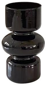 AINIUNIU Vase en Verre, Vase en Verre en Cristal Clair, Centre de Table Géométrique Moderne, Vase Tulipe pour la Maison, Bureau, Cuisine, Décoration de Mariage (Noir)