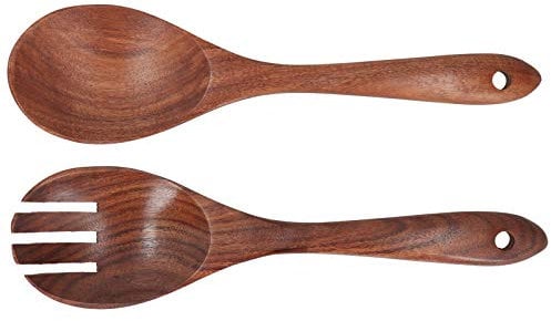 NDNCZDHC 2-teiliges Löffel-Gabel-Set, Salatzange aus Holz Zum Servieren, Salatschleuder, Salatlöffel, Salat-Servierutensilien Für Zuhause