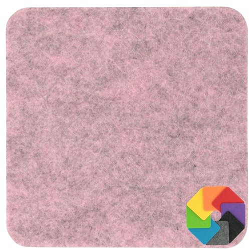 Design Filz Untersetzer eckig - 20x20cm in Rosenholz-meliert für Glas, Getränke, Bar, Tasse, Vase