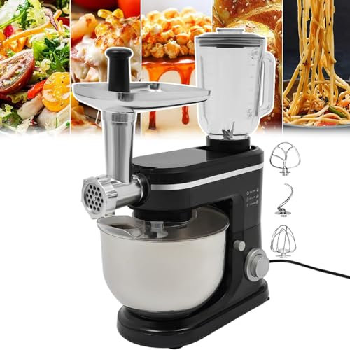 forplubossmmp 6L Electric Stand Mixer - 3-In-1 / Meat Grinder & Mincer & Food Processors/Mixer Grinder Household Stand Mixers for Meat Grinder, Juicer, Kneading Dough, Egg Beater/Easy To Clean,Black