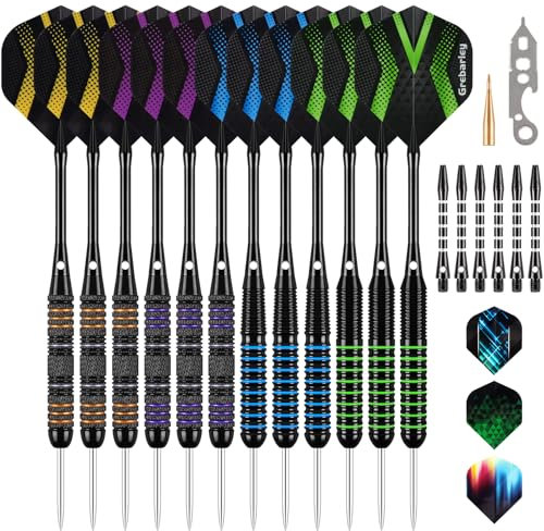 Dartpfeile mit Metallspitze,6 Stück 22 Gramm und 6 Stück 20 Gramm Profi Steeldarts ROT
