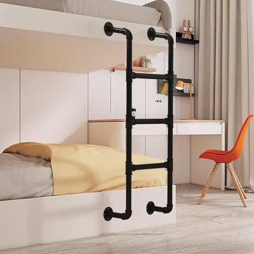 Renmlion Wohnmobil-Etagenbettleiter schwarz, 100cm 125cm 130cm 140cm 145cm 150cm Innen-Trittleiter für Einzelbetten, robuste Metallleiter für Wohnheim-Dachböden, Tragkraft 150 kg(250cm/98in)