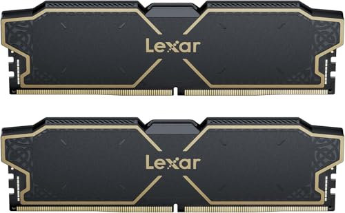 Lexar Thor OC DDR5 RAM 32GB Kit (2x16GB) 6000 MHz, DRAM 288-Pin UDIMM Desktop-Speicher, Hochleistungs Gaming Computerspeicher unterstützt Intel XMP 3.0/AMD Expo, On-die ECC, 1.35V(LD5U16G60C38LG-RGD)