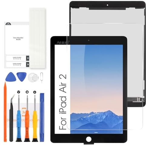 Arbilato Pantalla para iPad Air 2 2014 Reemplazo de pantalla para iPad Air 2ª generación Pantalla LCD A1566 Conjunto digitalizador de pantalla táctil A1567 piezas de reparación (9,7 pulgadas) (negro)