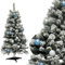1.2M Artificial Christmas Tree Snow Flocked Tree,Snowy Effect on Tree Tips Hinged Branches, Mini Christmas Tree with Christmas Balls Blue & Silver Color,Indoor Outdoor Christmas Decor