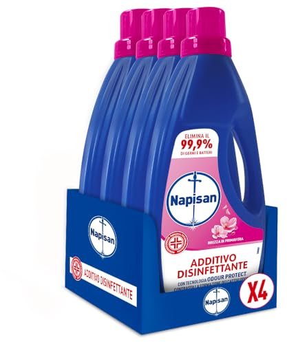 Napisan Additivo Disinfettante Lavatrice alla Fragranza Brezza di Primavera, Confezione da1 Litro di Additivo Liquido per Lavatrice, Contro i Batteri e i Cattivi Odori