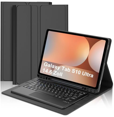 WINCHKING Custodia Tastiera per Samsung Galaxy Tab S10 Ultra/S9 Ultra 14,6 con Touchpad, Cover Tastiera Bluetooth Layout Italiano Magnetica per Samsung S9/S10 Ultra Tab 14.6 Pollici, Nero