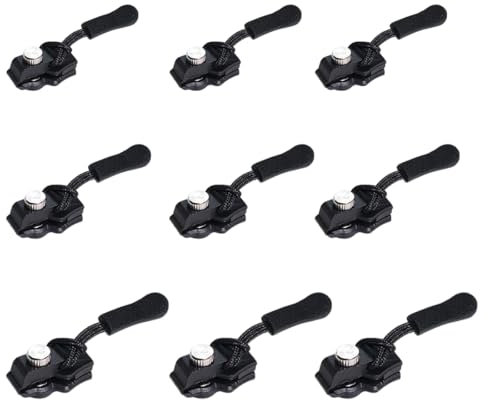 YAPKOLV Set di Riparazione Cerniera 9 Pezzi, Fixierer Cerniera Immediato, Estensione e Fissaggio, Cursori Cerniera, Ricambio per Valigie, Zaini, Giacche (3 Dimensioni) (nero)