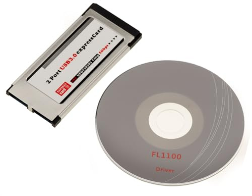 KALEA-INFORMATIQUE Express Card 34mm EXPRESSCARD 34 auf USB 3.0 2 Ports USB3 SUPERSPEED 5G mit Fresco Logic FL1100 Chipsatz, kompatibel mit Windows und Mac.