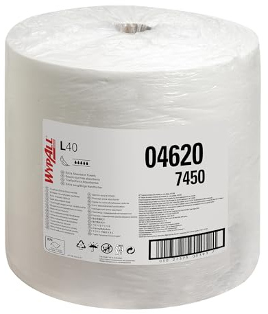WypAll L40 Großrolle Wischtücher 7450 – Industriewischtücher – 1 Jumborolle Wischtücher x 875 weiße Reinigungstücher