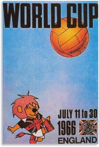 Rikin Liuff England 1966 World Cup Football Poster and Prints Football World Cup Wall Art Retro Painting for Home Canvas Wall Decor Picture 40x65cm No Frame