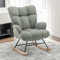 Aunekiv Schaukelstuhl, Stillsessel Schaukelsessel, Teddystoff Gepolsterter Schwingsessel Lesesessel Relaxstuhl Sessel mit Holzkufen, Armlehne, für Wohnzimmer, Schlafzimmer, Babyzimmer, Grün